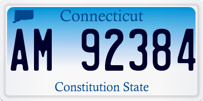 CT license plate AM92384