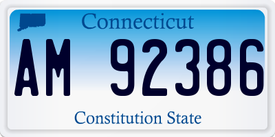 CT license plate AM92386