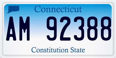 CT license plate AM92388