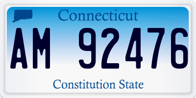 CT license plate AM92476