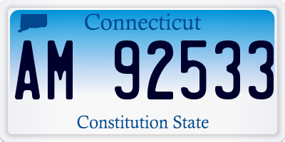 CT license plate AM92533