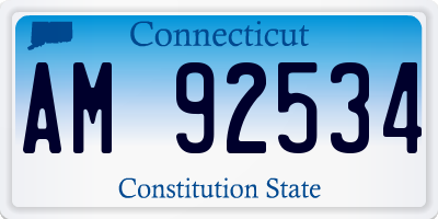 CT license plate AM92534