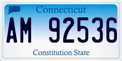 CT license plate AM92536