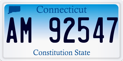 CT license plate AM92547