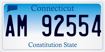 CT license plate AM92554