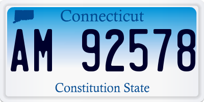 CT license plate AM92578