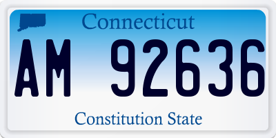 CT license plate AM92636