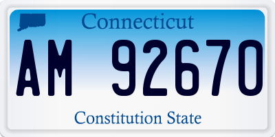 CT license plate AM92670