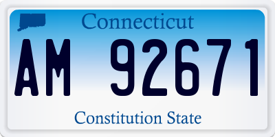 CT license plate AM92671