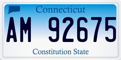 CT license plate AM92675