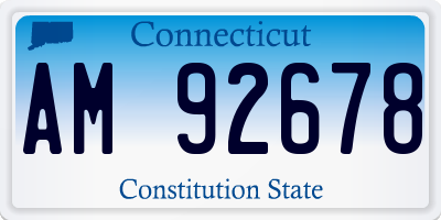 CT license plate AM92678