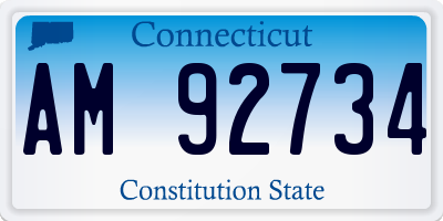 CT license plate AM92734