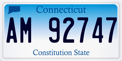 CT license plate AM92747