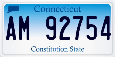CT license plate AM92754