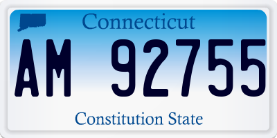 CT license plate AM92755