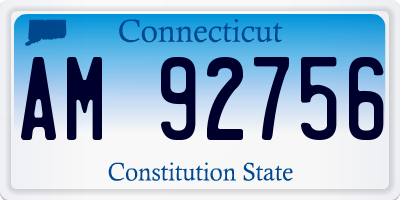 CT license plate AM92756