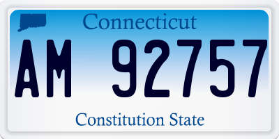 CT license plate AM92757