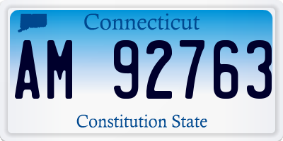 CT license plate AM92763