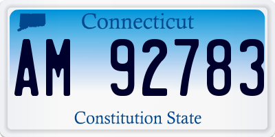 CT license plate AM92783