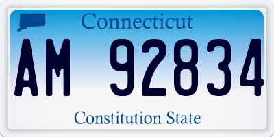 CT license plate AM92834