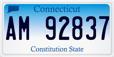 CT license plate AM92837