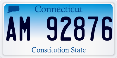 CT license plate AM92876