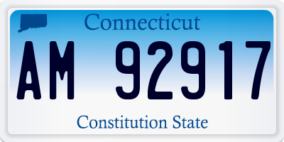 CT license plate AM92917