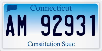 CT license plate AM92931