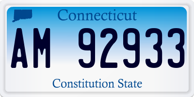 CT license plate AM92933