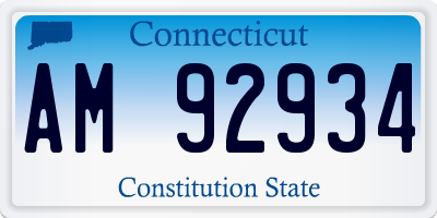 CT license plate AM92934