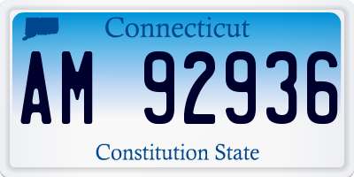 CT license plate AM92936