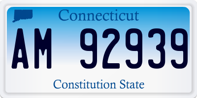 CT license plate AM92939