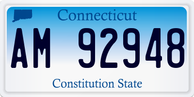 CT license plate AM92948