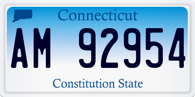 CT license plate AM92954