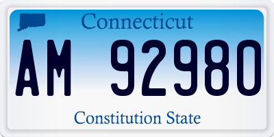 CT license plate AM92980