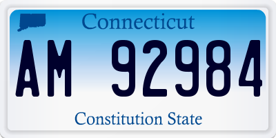 CT license plate AM92984
