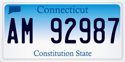 CT license plate AM92987