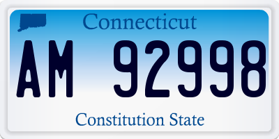 CT license plate AM92998