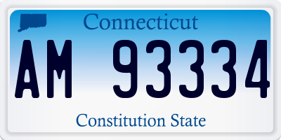 CT license plate AM93334