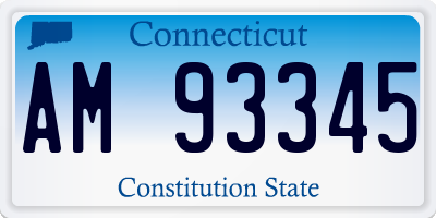 CT license plate AM93345