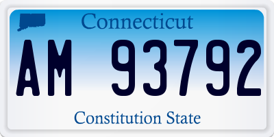 CT license plate AM93792