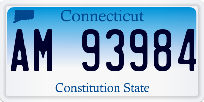 CT license plate AM93984