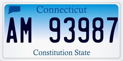 CT license plate AM93987