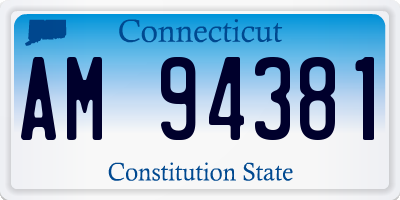 CT license plate AM94381