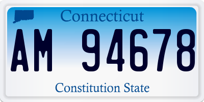 CT license plate AM94678