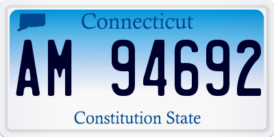 CT license plate AM94692