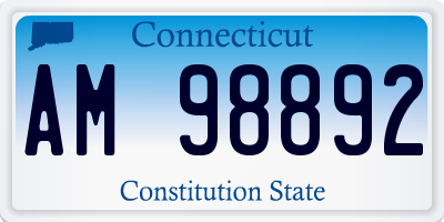 CT license plate AM98892