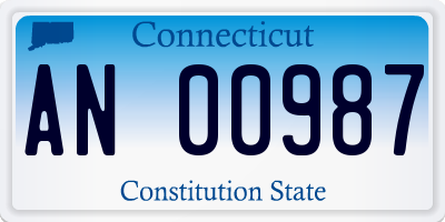 CT license plate AN00987