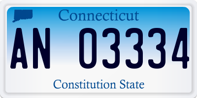 CT license plate AN03334