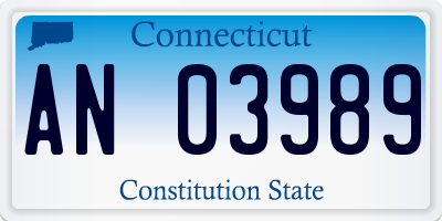 CT license plate AN03989